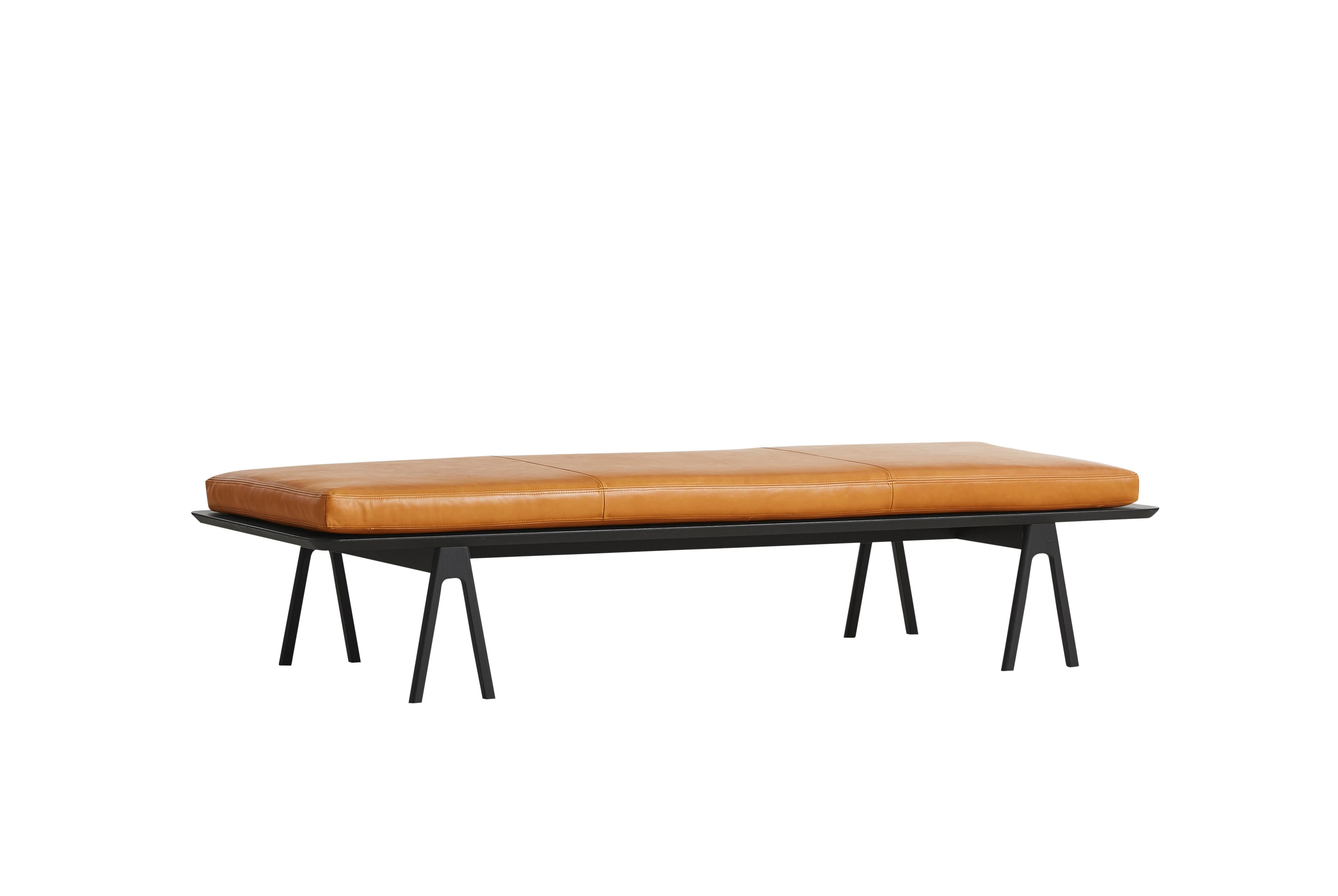 Post-Modern Black Cognac Leather Level Daybed by Msds Studio For Sale