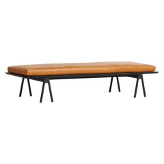 Letto da giorno Level in pelle nera cognac di Studio A