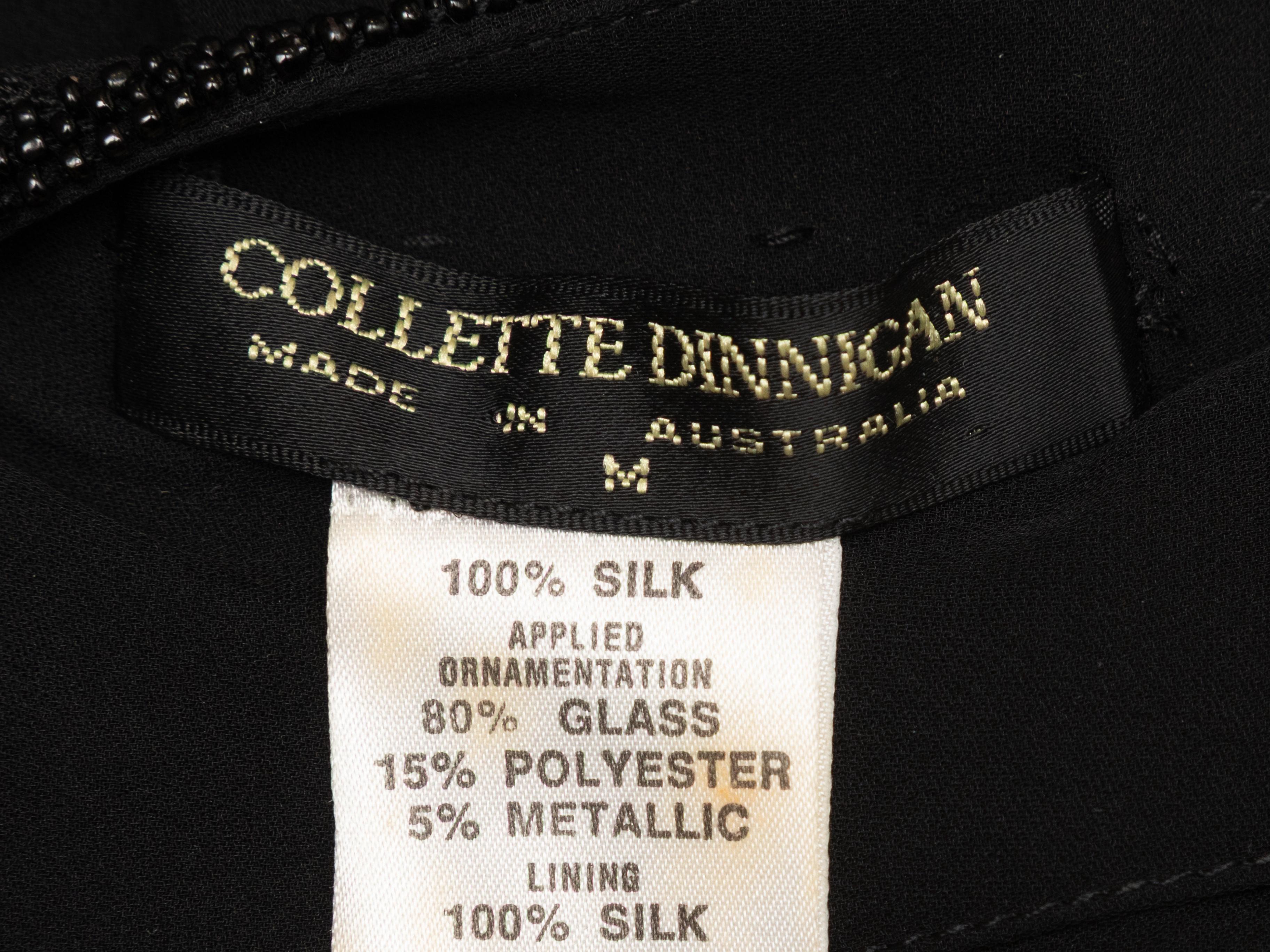 Black Collette Dinnigan Silk Bead-Embellished Dress Size US M For Sale 1