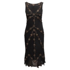 Black Collette Dinnigan Silk Bead-Embellished Dress Size US M