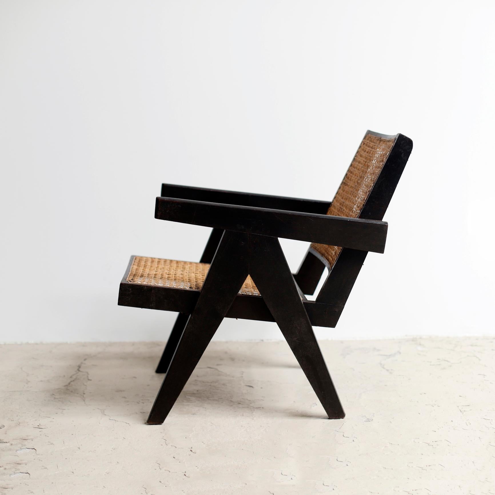 Mid-Century Modern Black Color Easy Chair by Pierre Jeanneret