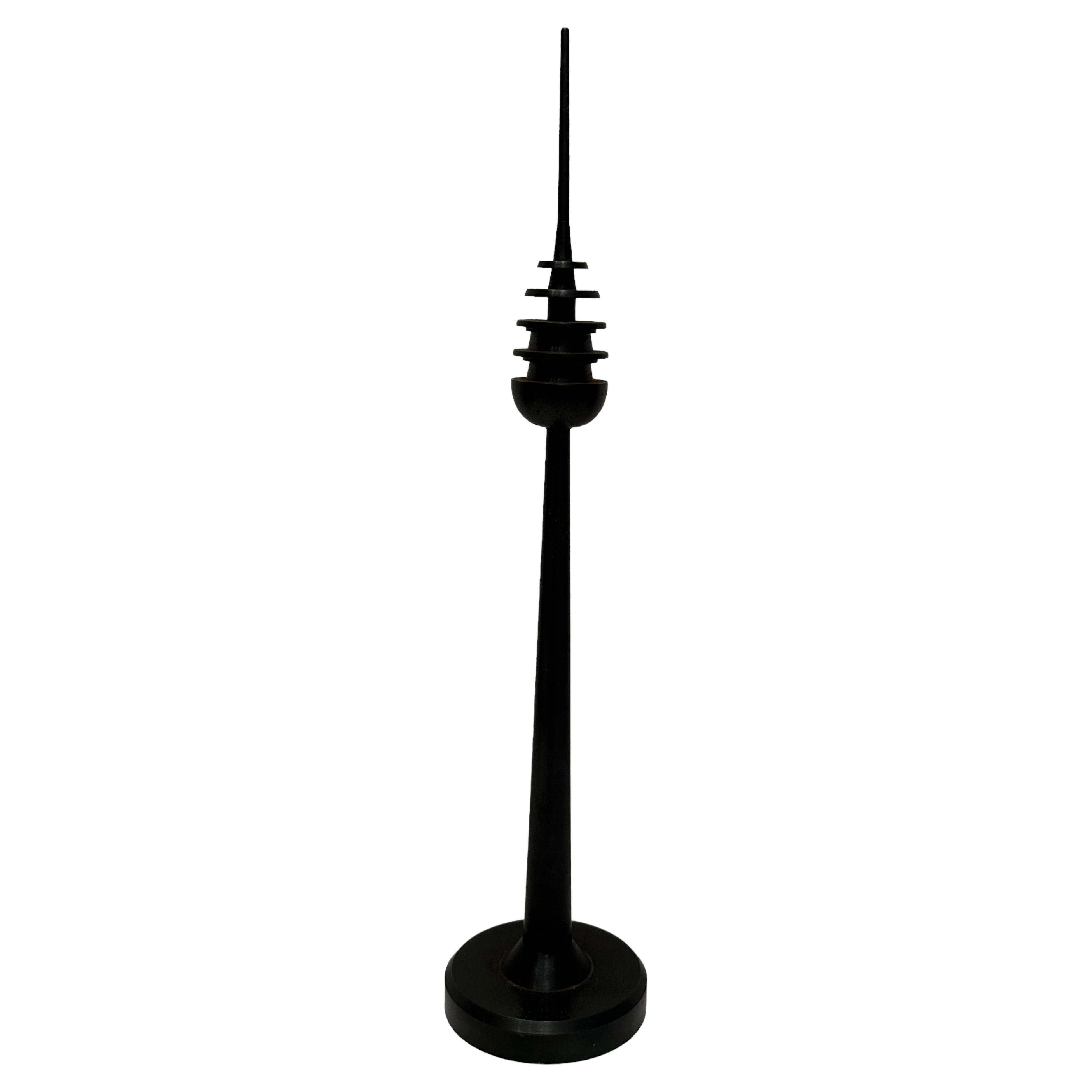 Black Colored Metal TV Television Tower of Nuremberg Scale Design Model, 1980s