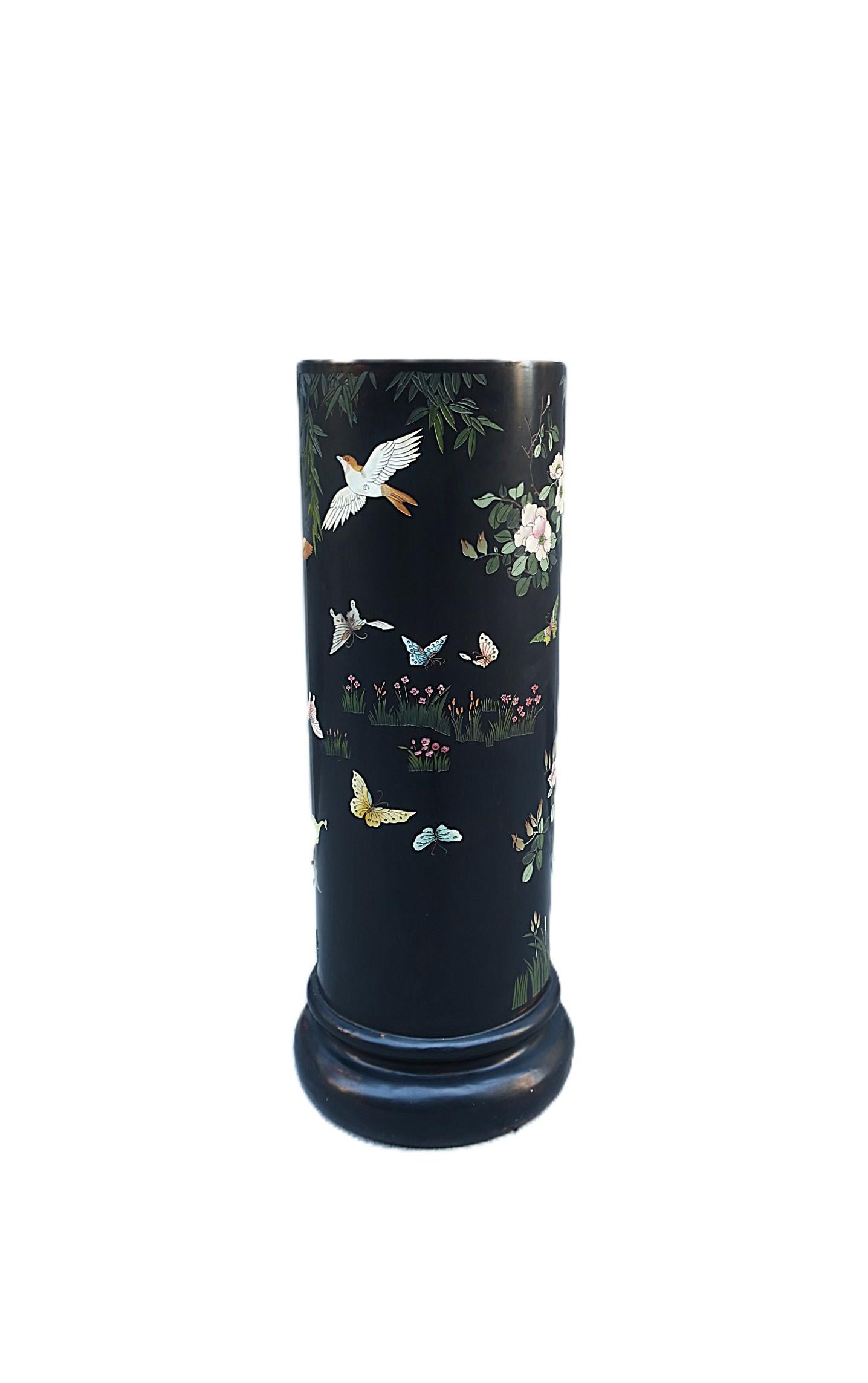 Black Column Pedestal Birds Flowers Butterflies For Sale 1