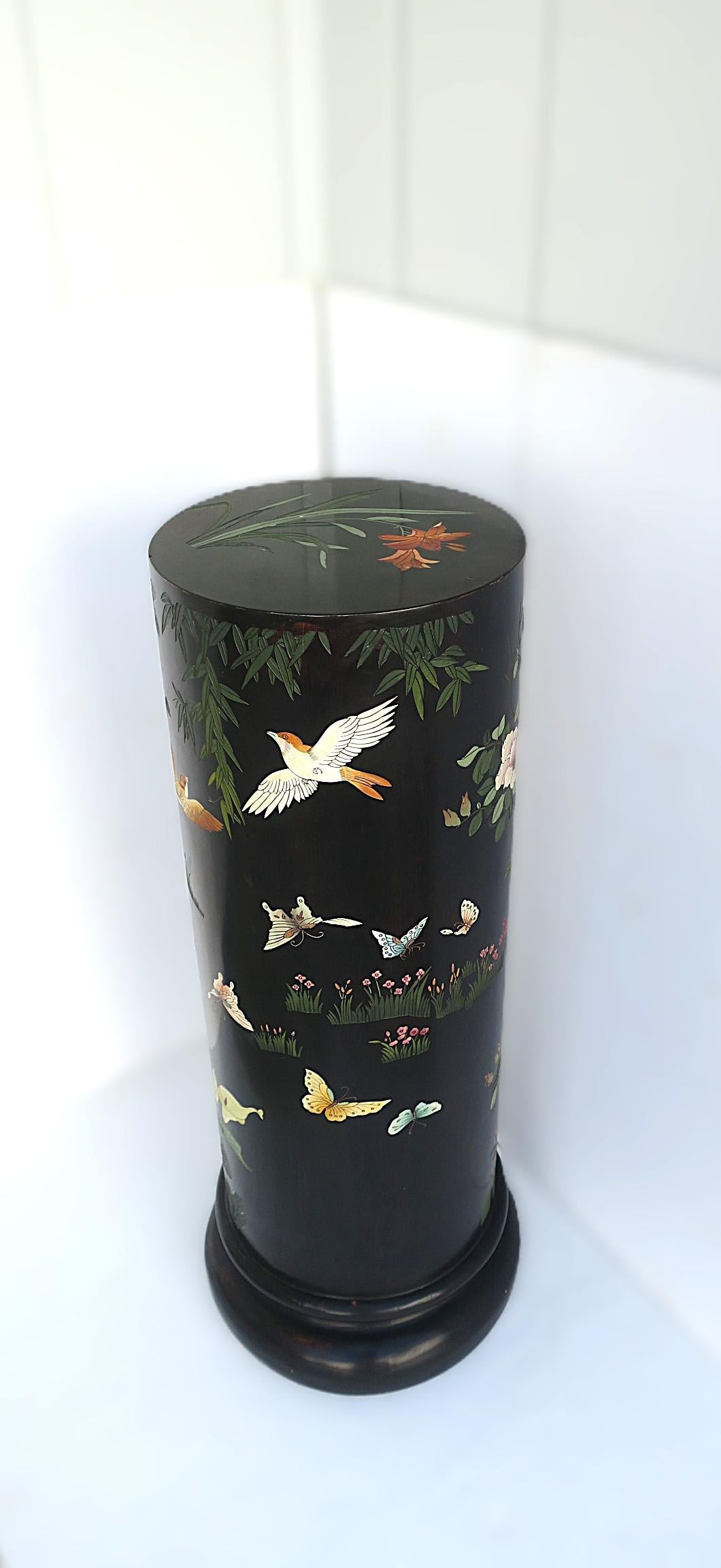 Black Column Pedestal Birds Flowers Butterflies For Sale 1