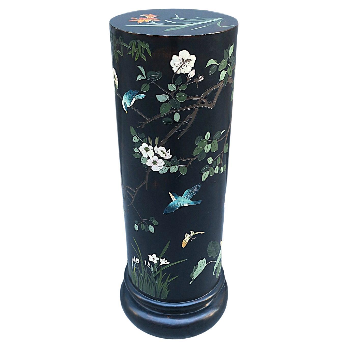 Black Column Pedestal Birds Flowers Butterflies For Sale