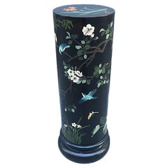 Black Column Pedestal Birds Flowers Butterflies