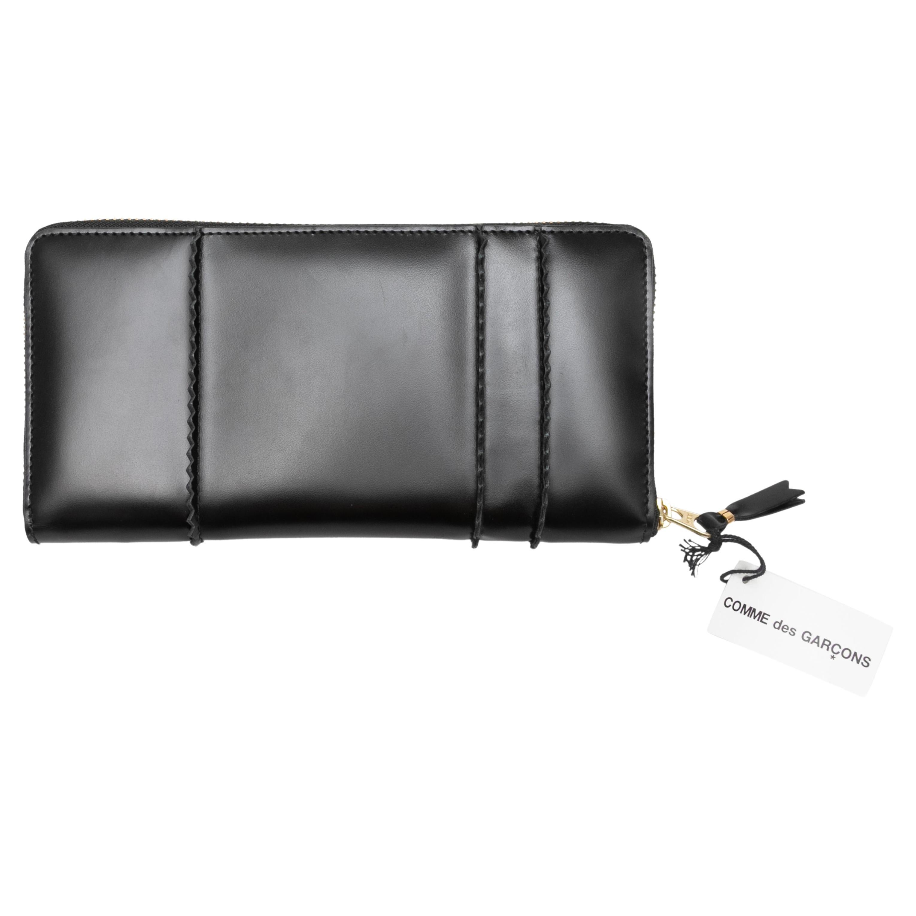 Black Comme Des Garcons Leather Continental Wallet For Sale