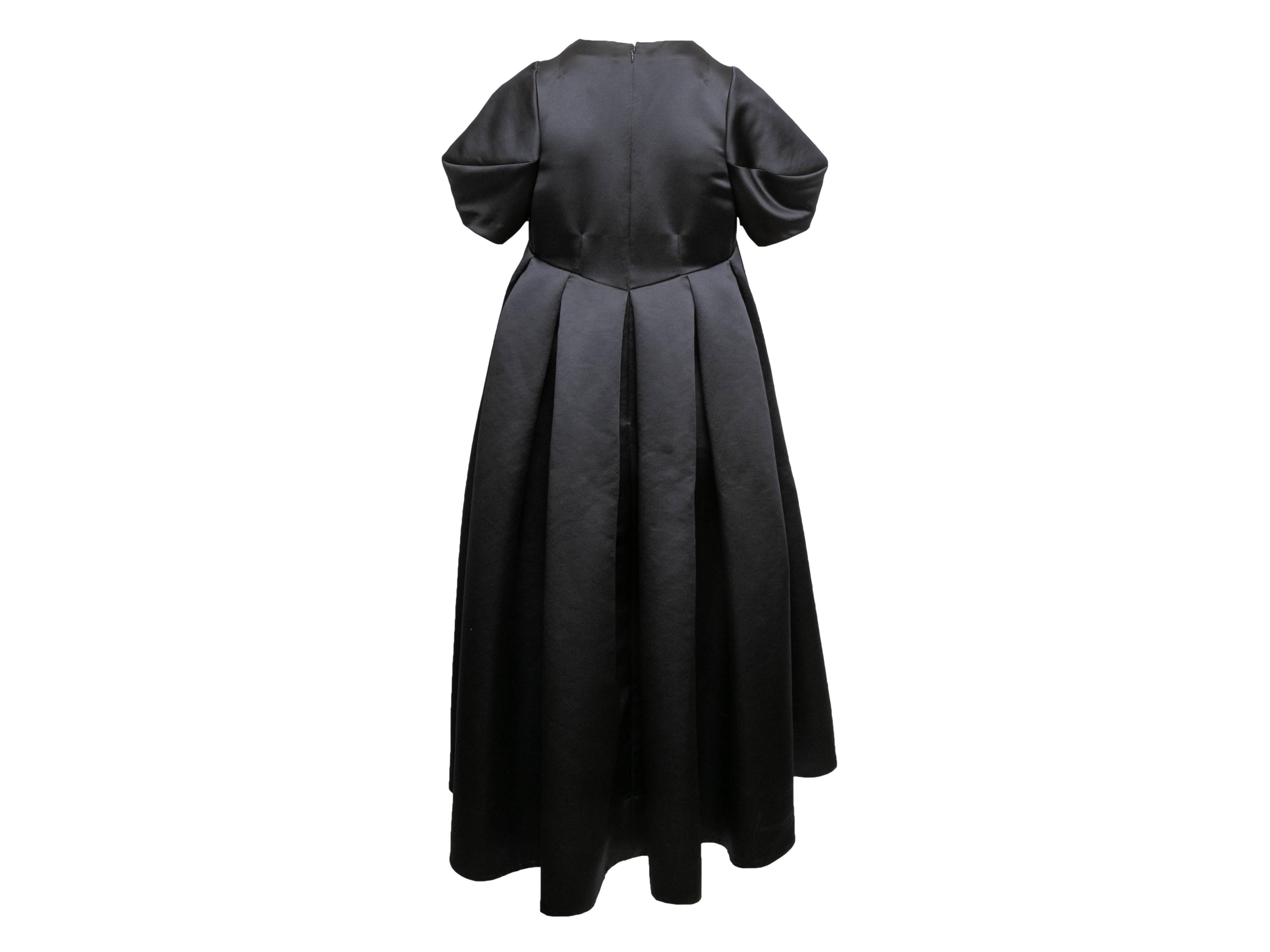 Women's Black Comme Des Garcons Puff Sleeve Satin Dress Size US S For Sale