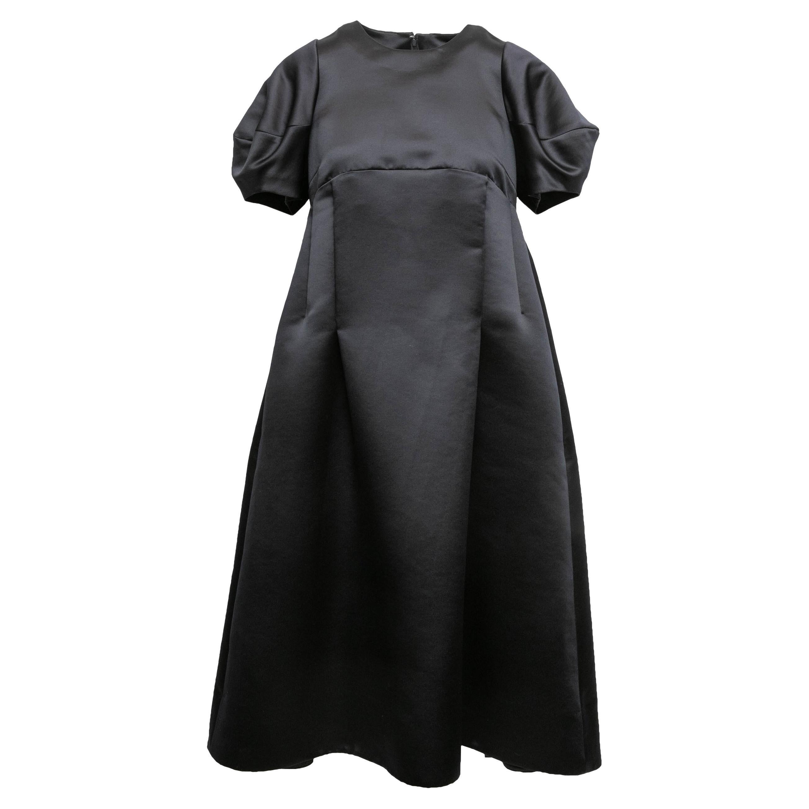 Black Comme Des Garcons Puff Sleeve Satin Dress Size US S For Sale