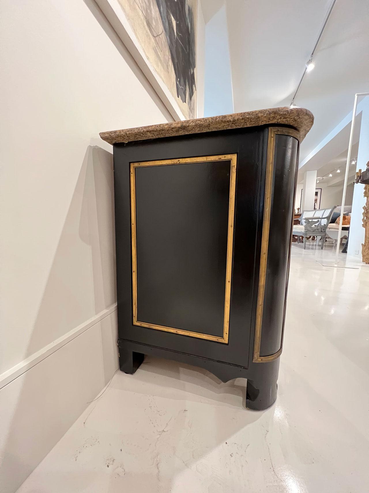 European Black Commode with Marble Top