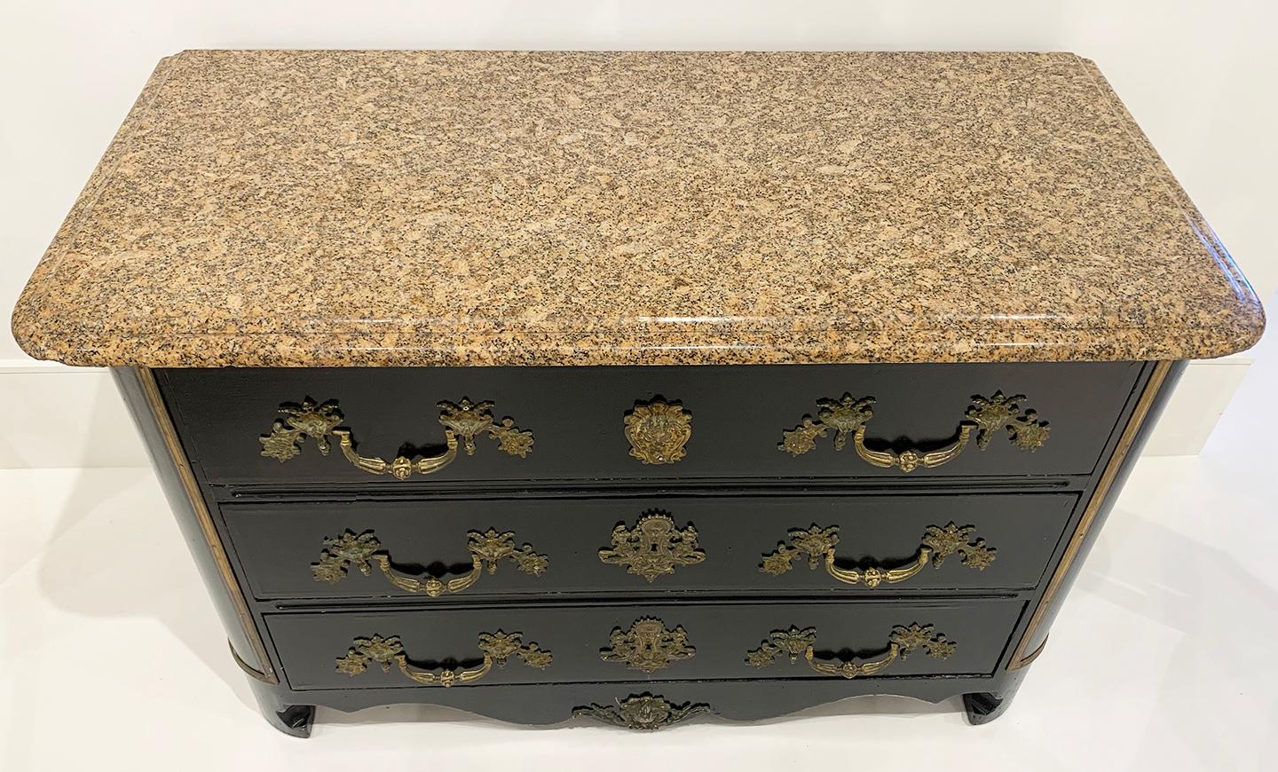 20th Century Black Commode with Marble Top