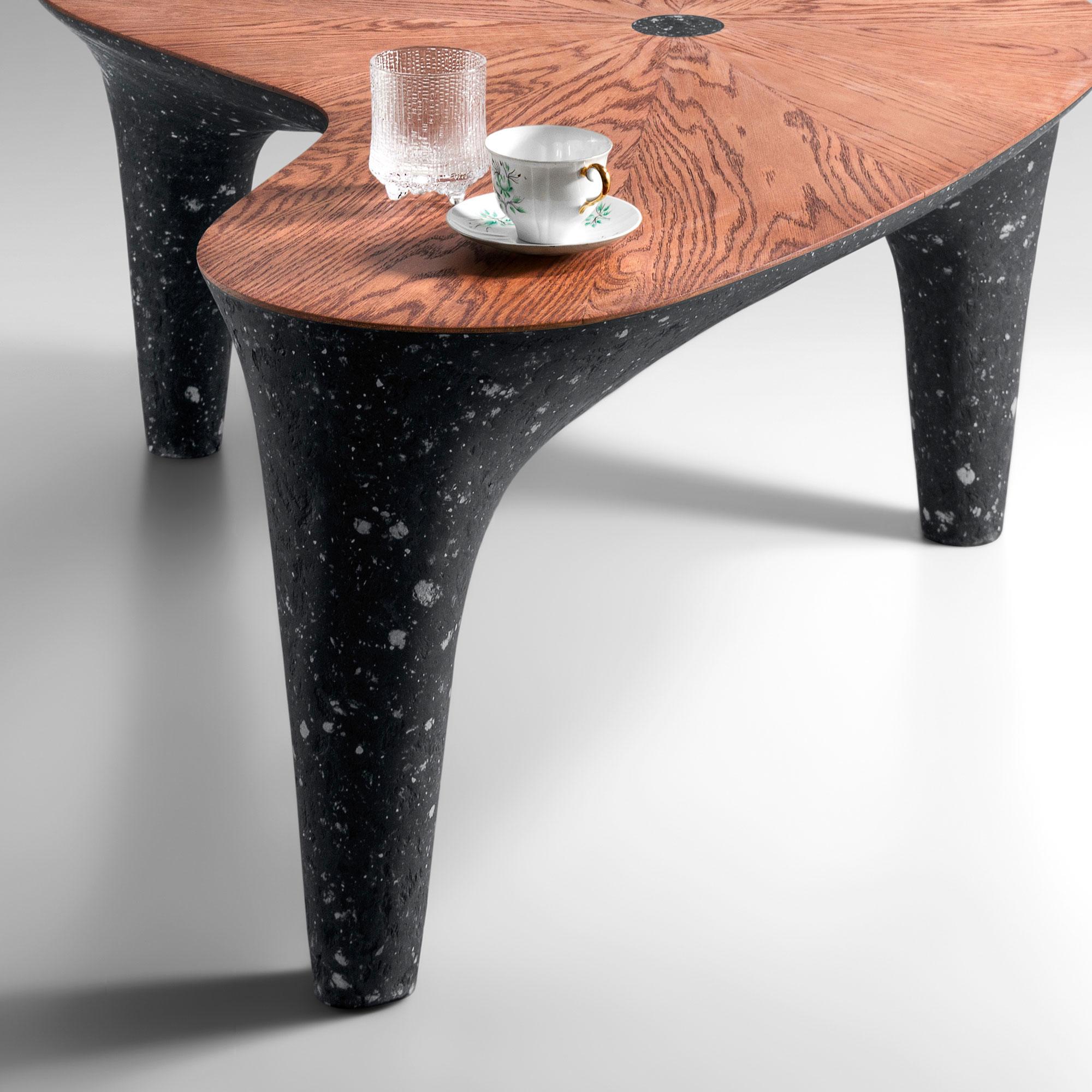 Modern Black Concrete Bench, Natural Oak Tabletop by Donatas Žukauskas For Sale 8