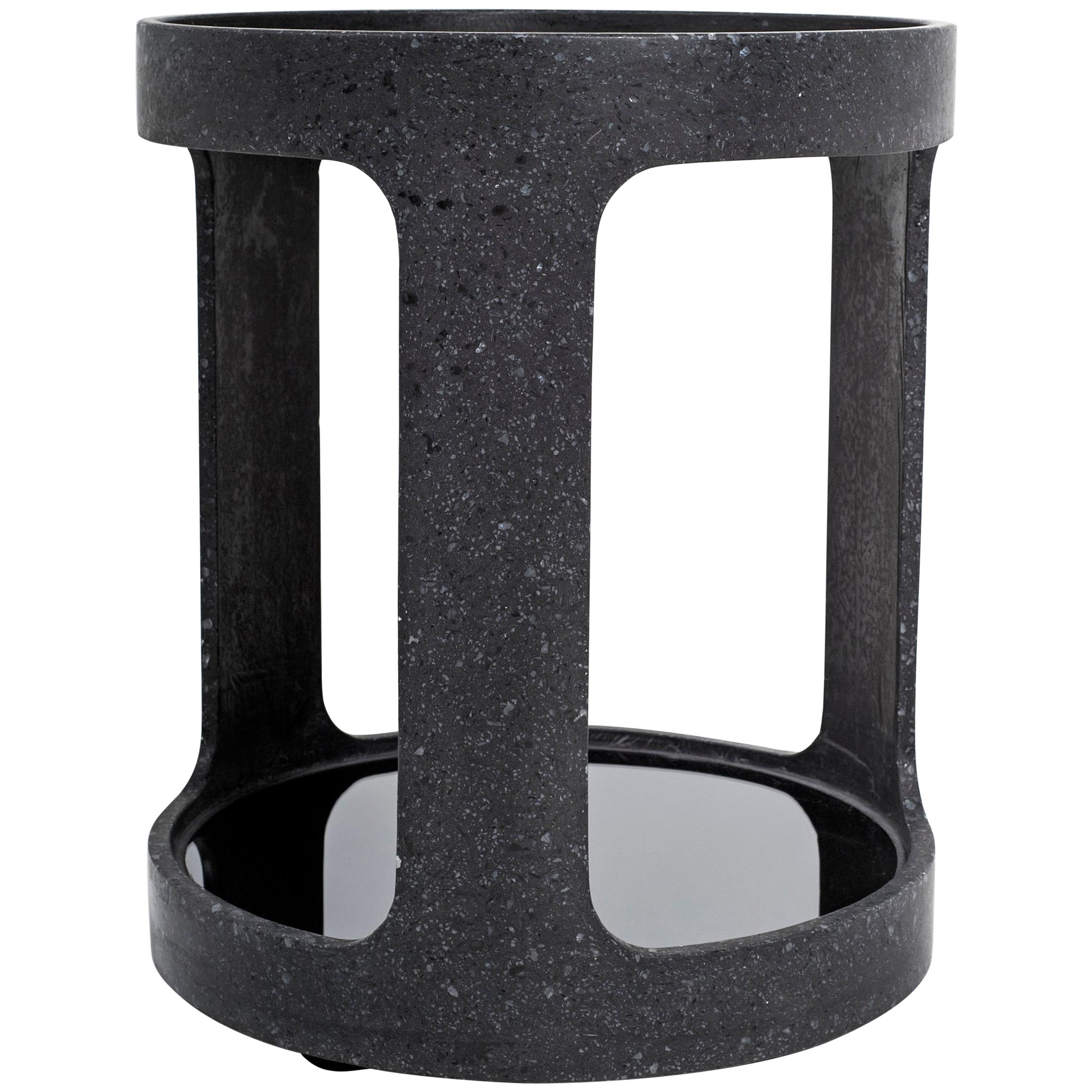 Black Concrete Open Bar Side Table by Oso Industries For Sale