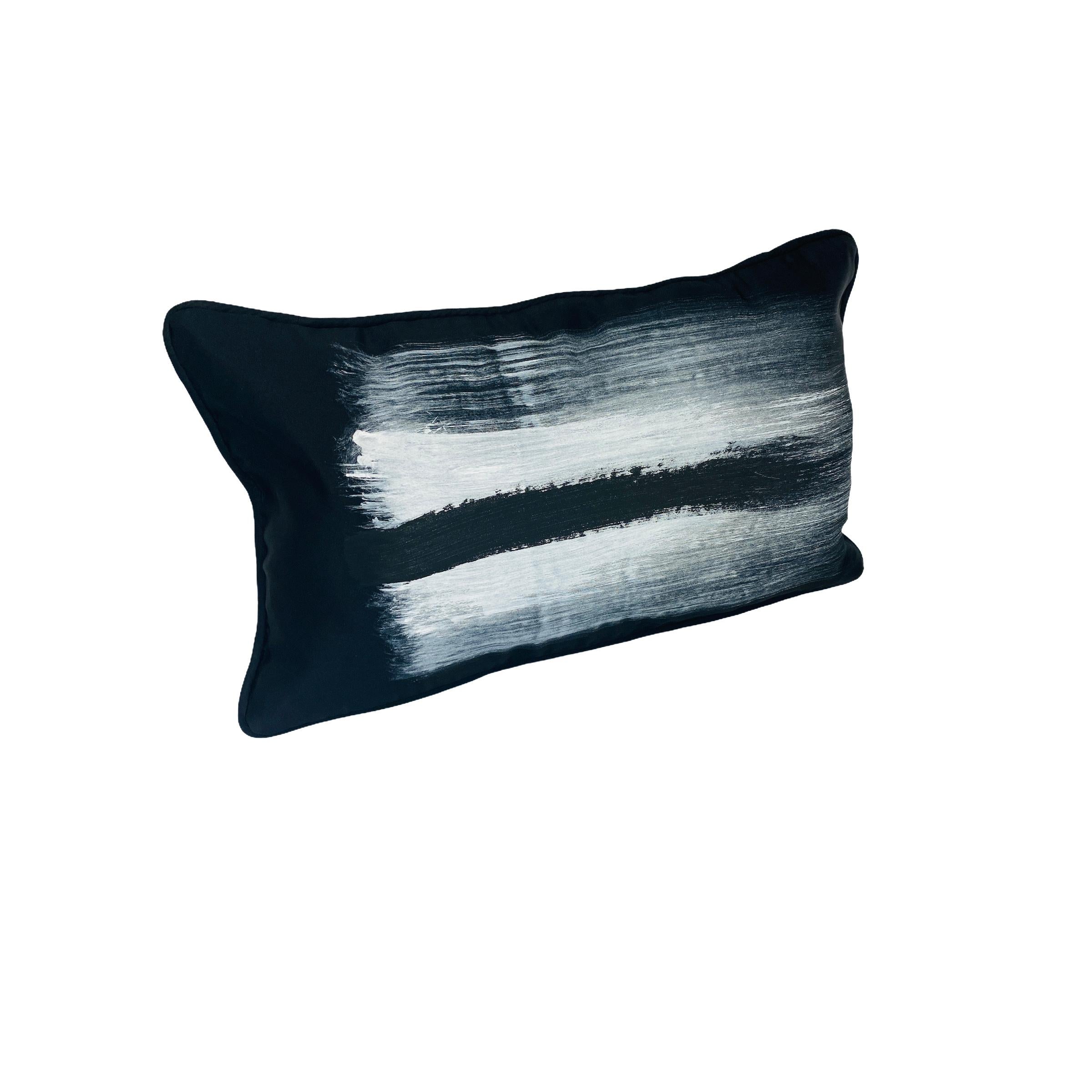 American Black Contemporary Delicately Hand-Painted White-Edged Throw Pillows For Sale