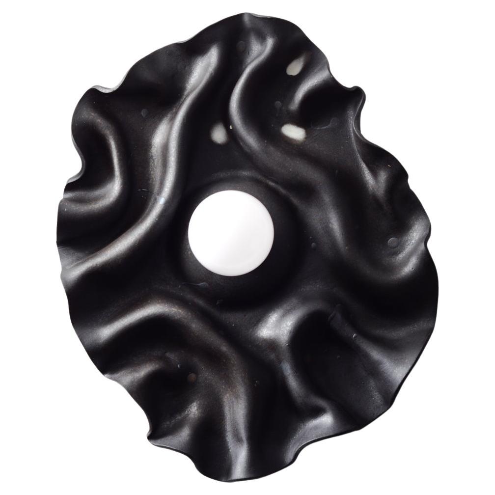 Black contemporary folded ceramic wall sconce For Sale