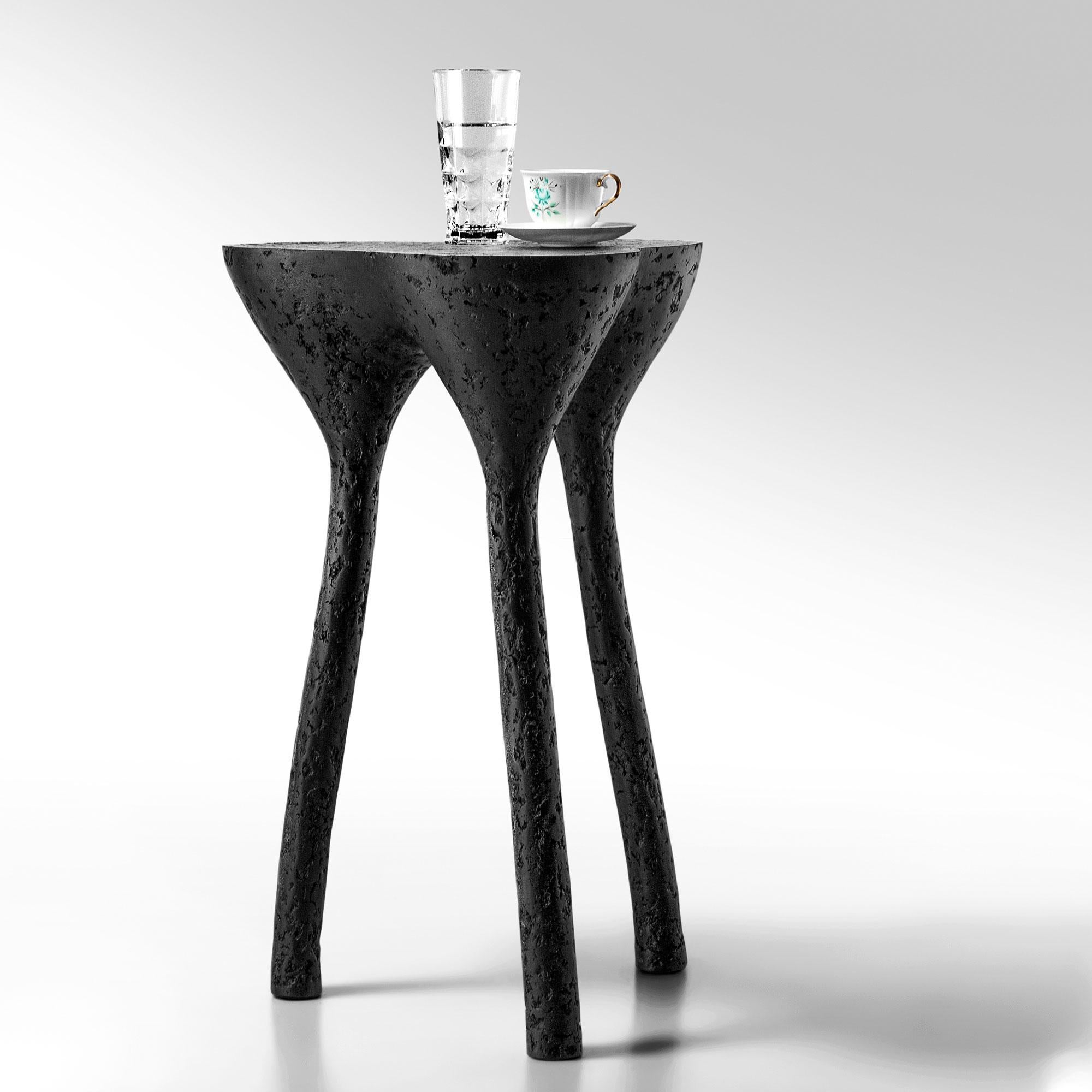 Brutalist Black contemporary tripod side table by Donatas Žukauskas In Stock For Sale