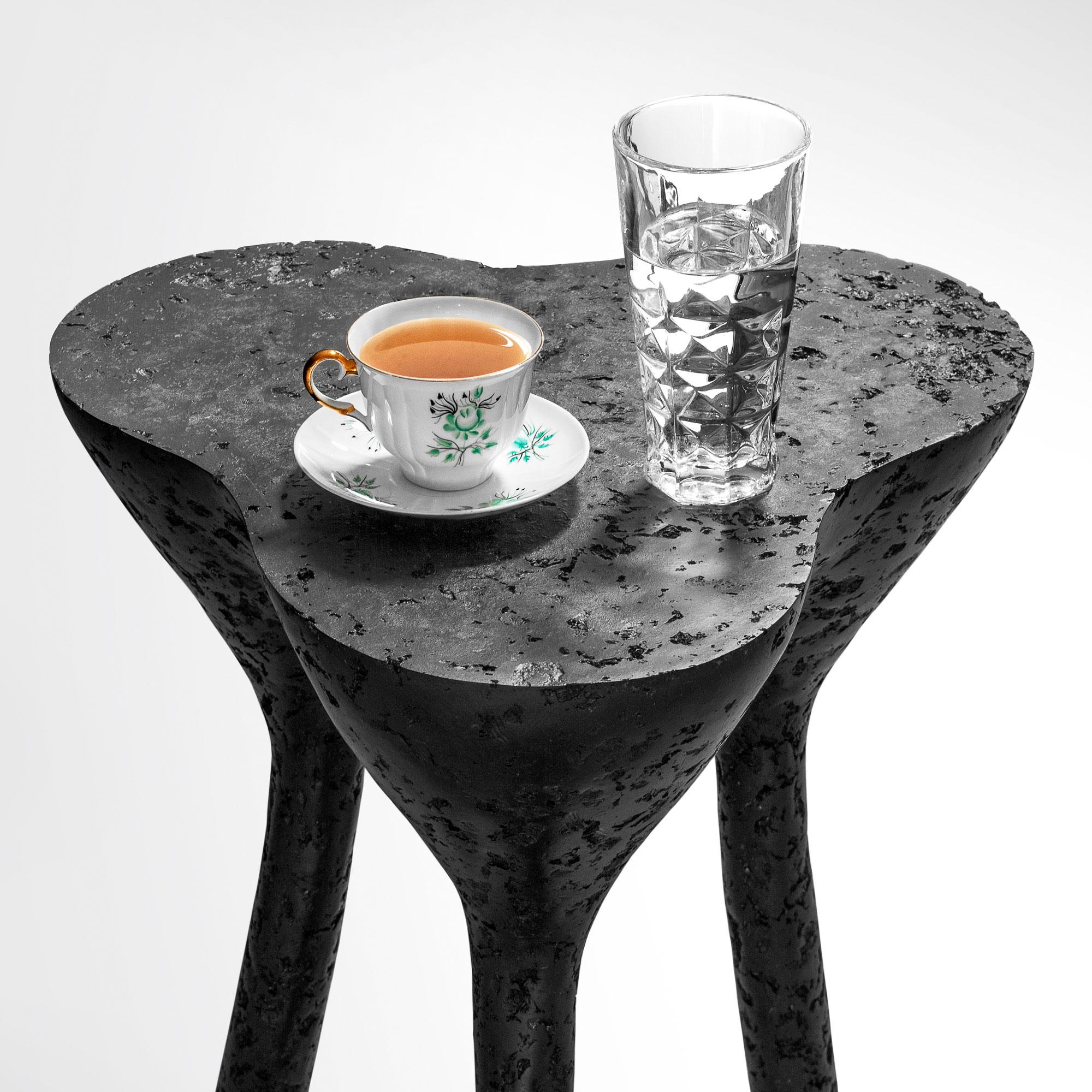 Hand-Crafted Black contemporary tripod side table by Donatas Žukauskas In Stock For Sale
