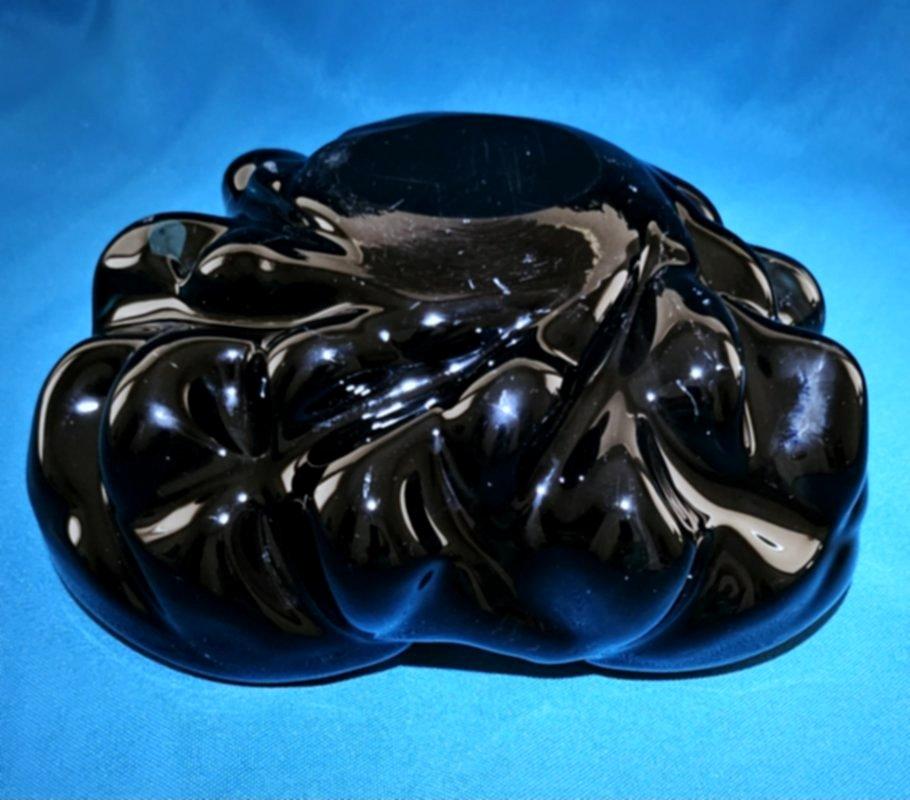 Ciotola in vetro di Murano nero e rame infuso, design A Bugne con avventurina in vendita 3