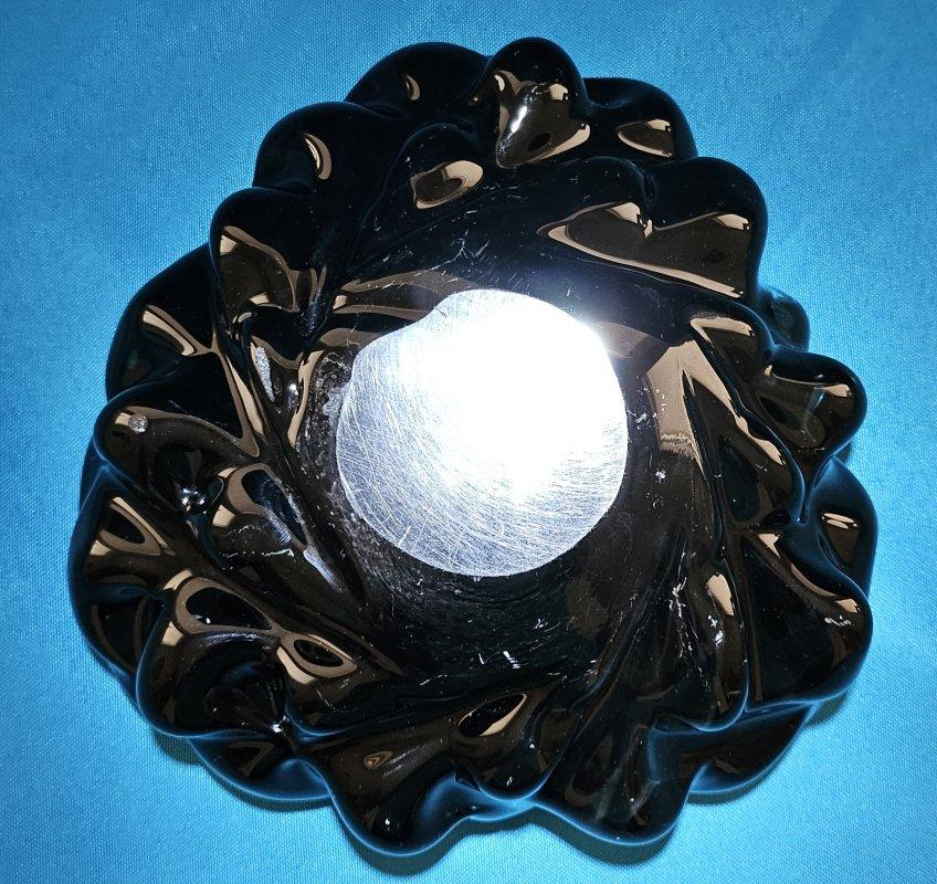 Ciotola in vetro di Murano nero e rame infuso, design A Bugne con avventurina in vendita 4