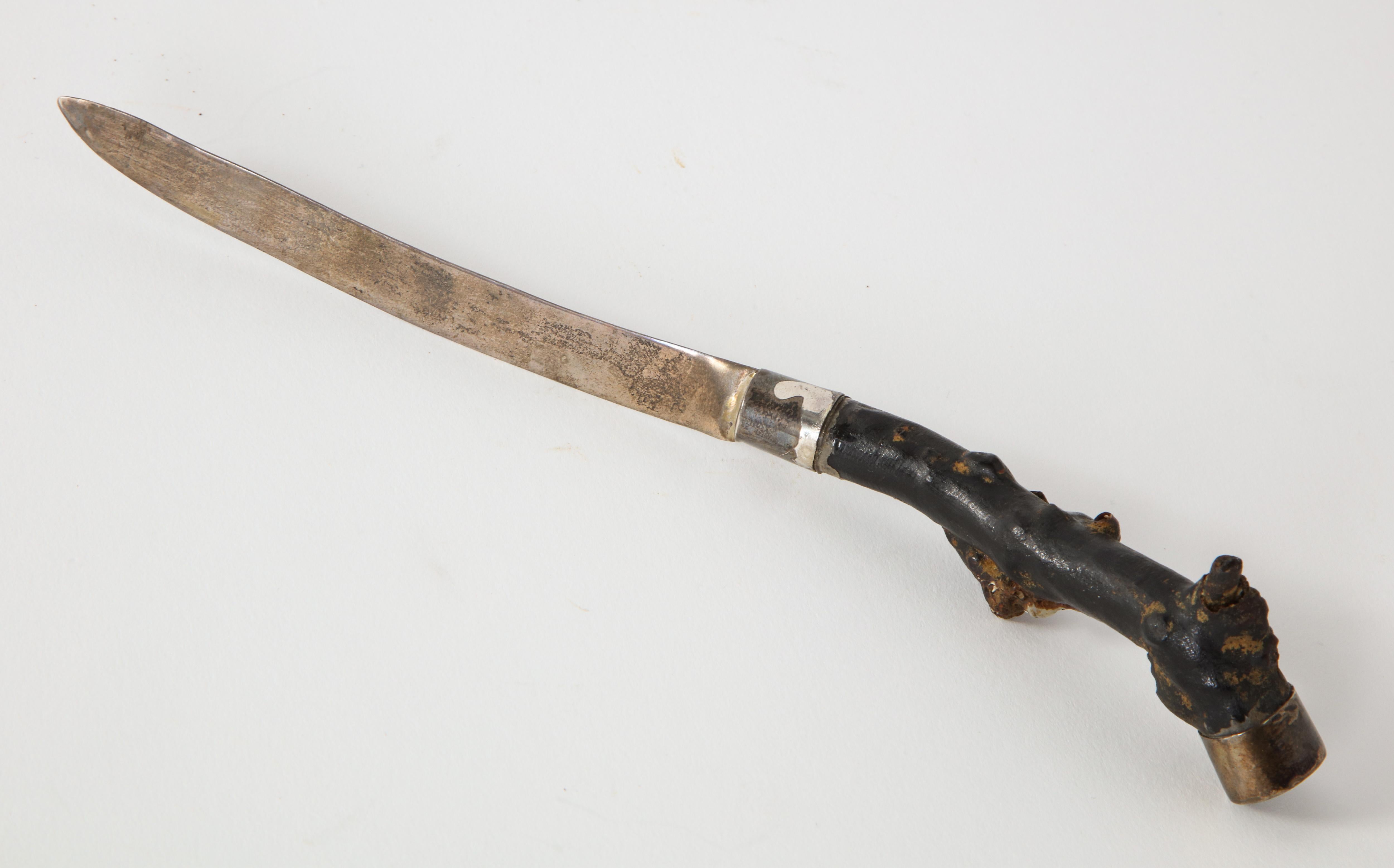 Black Coral and Sterling Silver Letter Opener, Italy, circa 1970 2