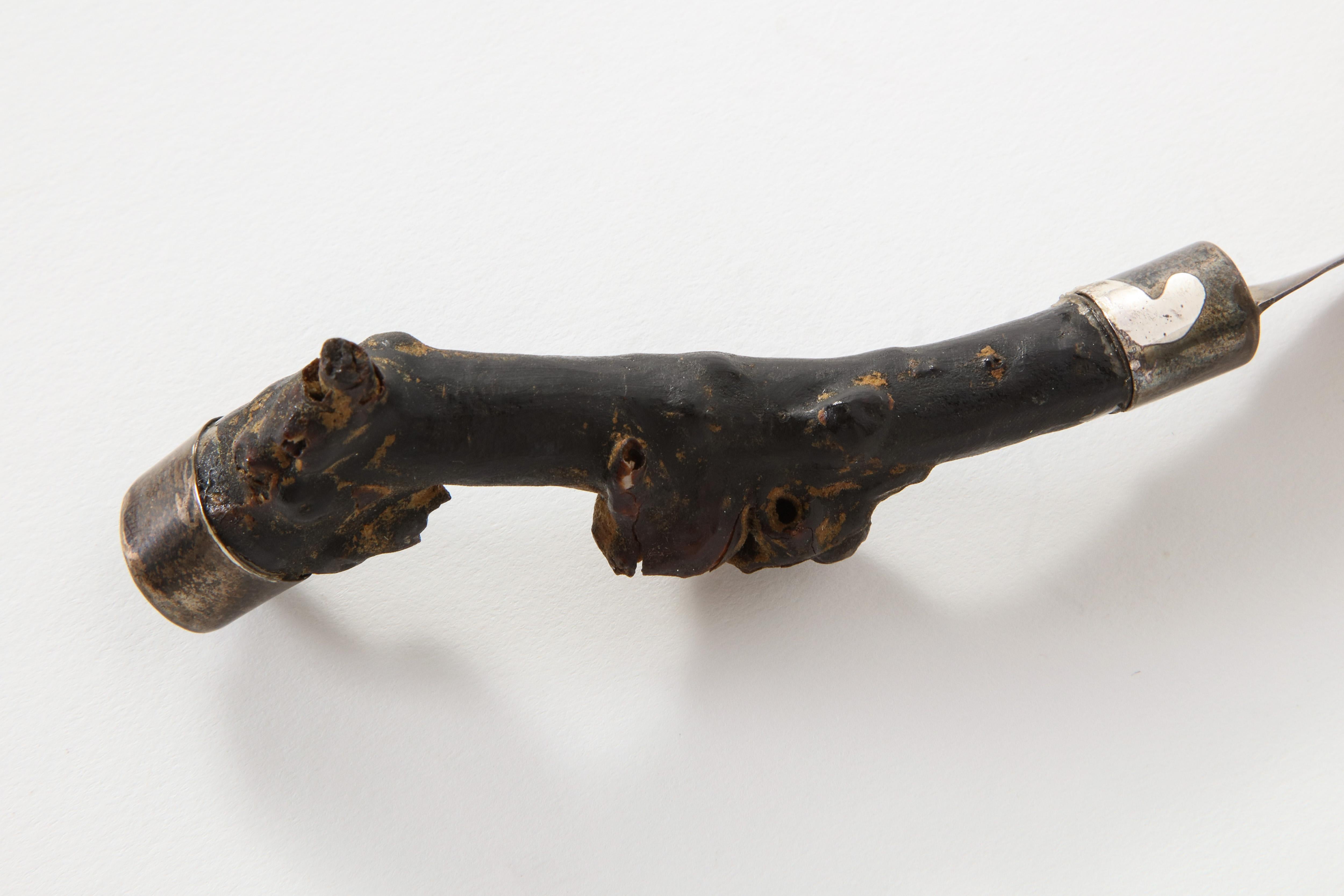 Black Coral and Sterling Silver Letter Opener, Italy, circa 1970 4