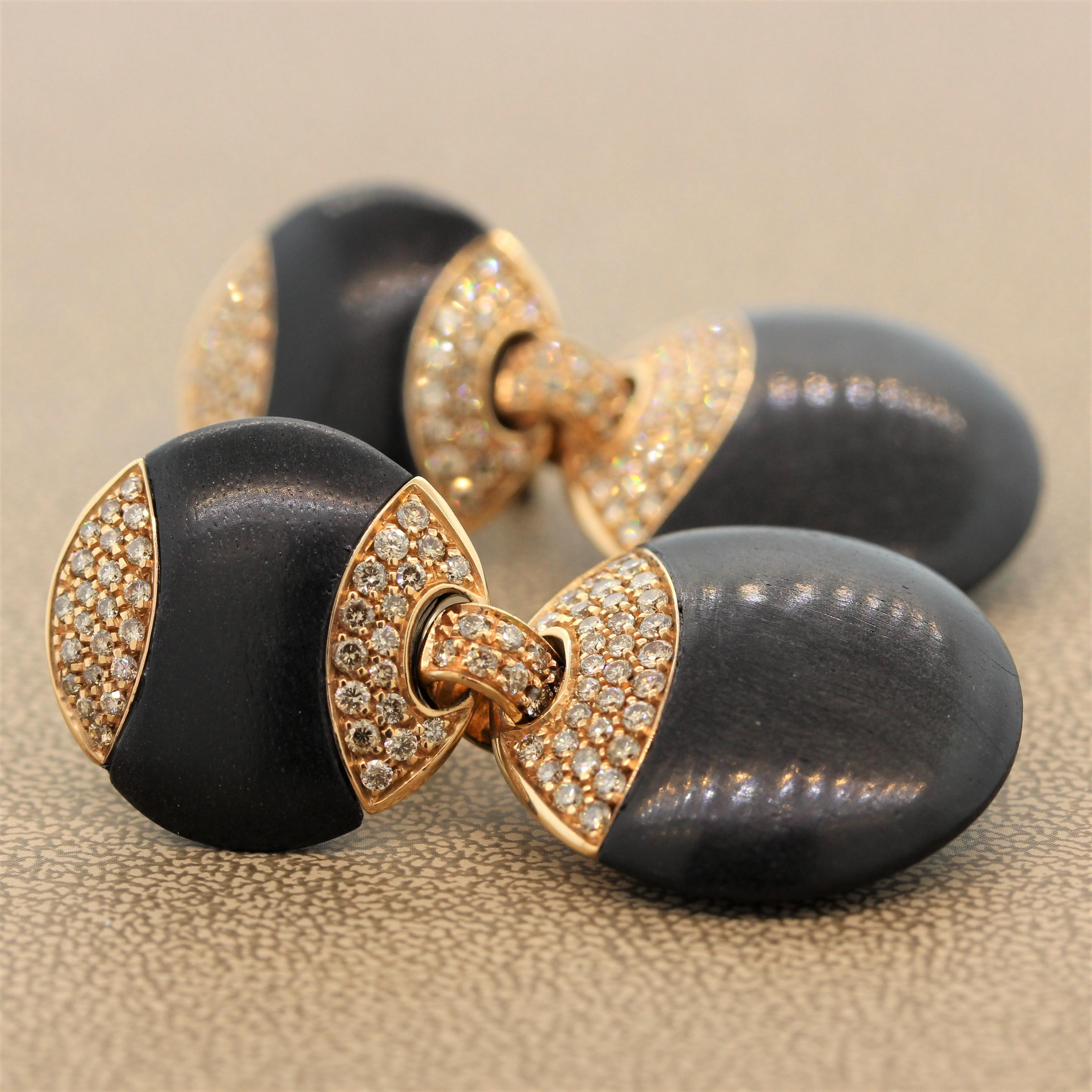Black Coral Diamond Gold Drop Earrings In New Condition In Beverly Hills, CA