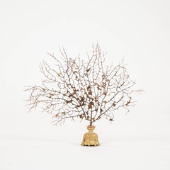 Black Coral Sea Fan and Citrine Sculpture~ Napoleon III Bronze Doré Fragment