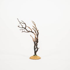 Black Coral Sea Fan Sculpture~ Napoleon III Bronze Doré Fragment