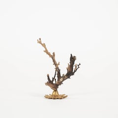 Black Coral Sea Fan Sculpture~ Napoleon III Bronze Doré Fragment