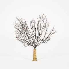 Black Coral Sea Fan Sculpture~ Napoleon III Bronze Doré Fragment