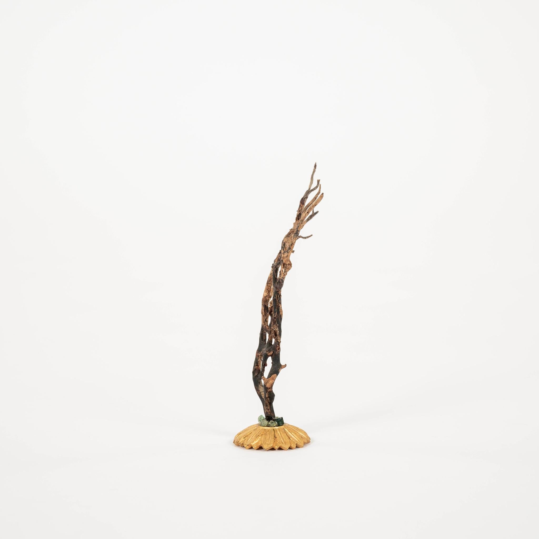 Sculpture d'éventail de mer en corail noir~ Fragment de bronze doré de Napoléon III Bon état - En vente à Houston, TX