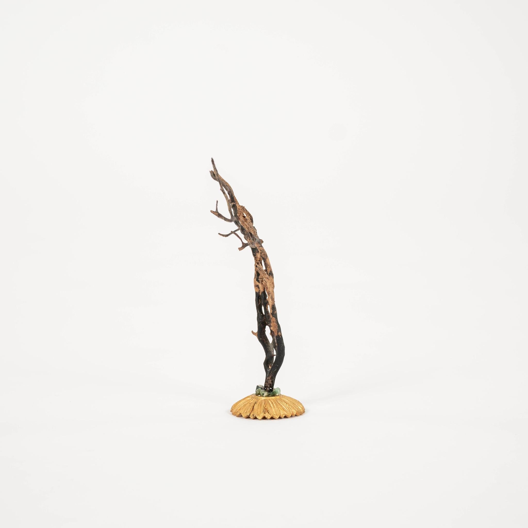 Bronze Sculpture d'éventail de mer en corail noir~ Fragment de bronze doré de Napoléon III en vente
