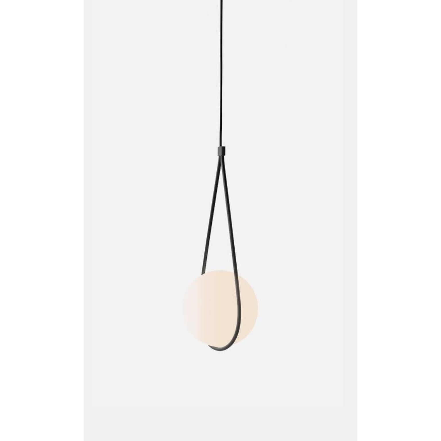 Black Corda Pendant Lamp by Wentz
Dimensions: D 20 x W 22 x H 55 cm
Materials: Aluminum, Blown Glass.


WEIGHT: 1,2kg / 2,6 lbs
Colors: Black, White
LIGHT SOURCE: Built-in LED. 150lm. 2700K. 80 CRI.
DIMMING ELV @ 120VAC.
VOLTAGE: 120-277V -