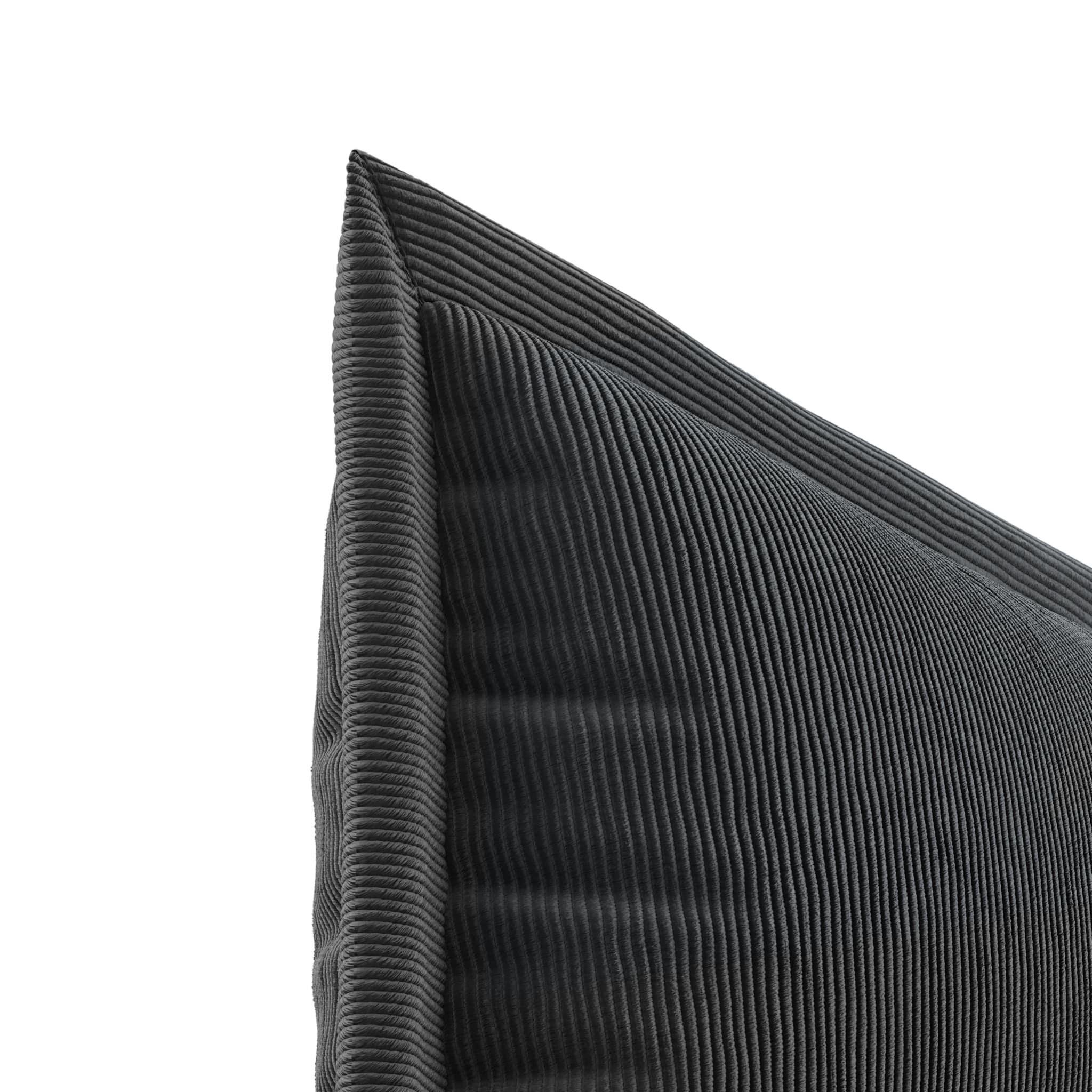 Portuguese Black Corduroy Decorative Throw Pillow, Modern Lumbar Cushion in Ribbed Velvet