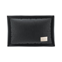 Black Corduroy Decorative Throw Pillow, Modern Lumbar Cushion in Ribbed Velvet
