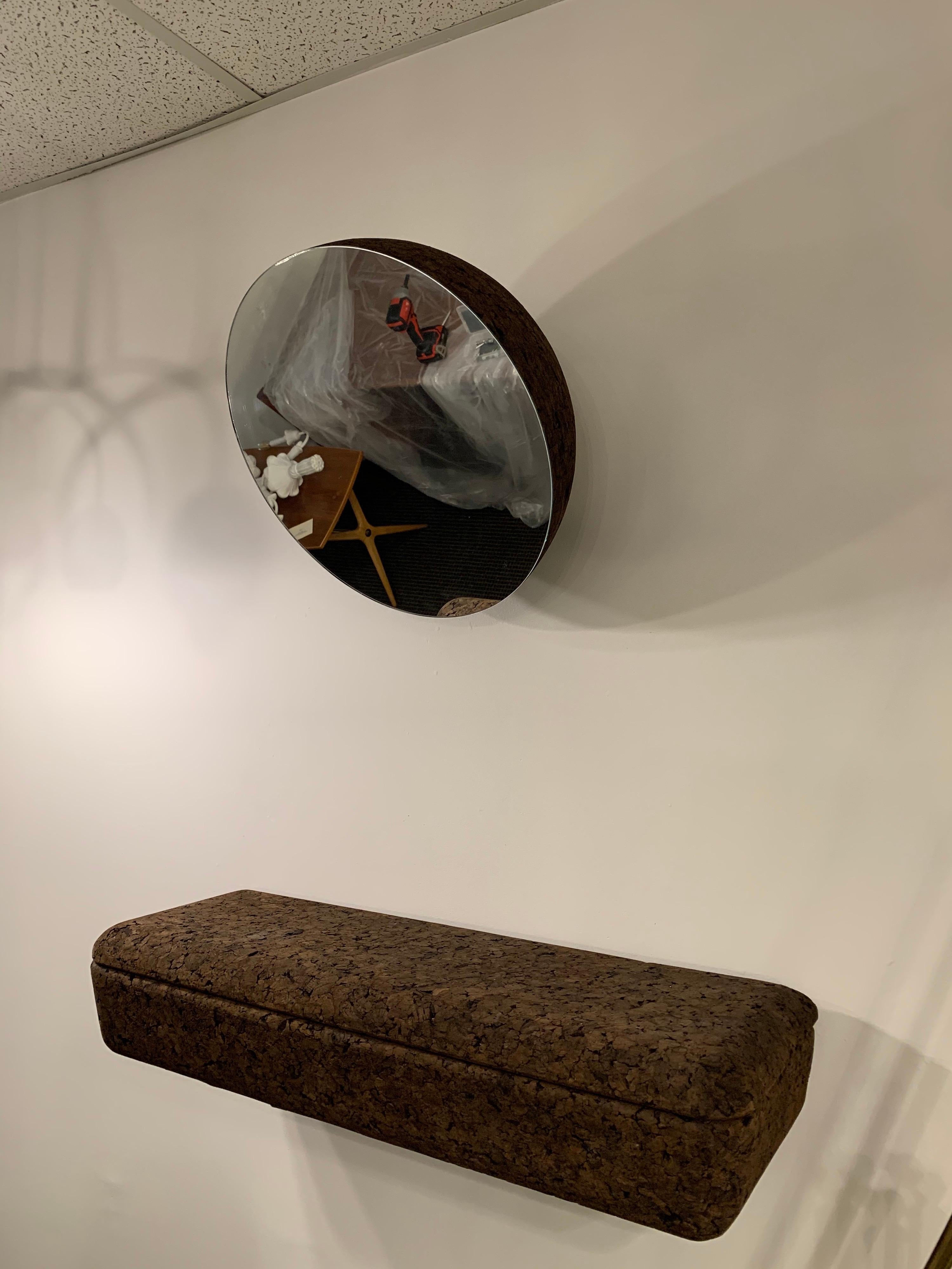 Contemporary Black Cork Wall Mounted Console and Mirror For Sale