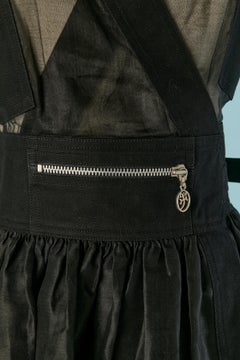 Robe portefeuille en coton et organza noir JC DE CASTELBAJAC