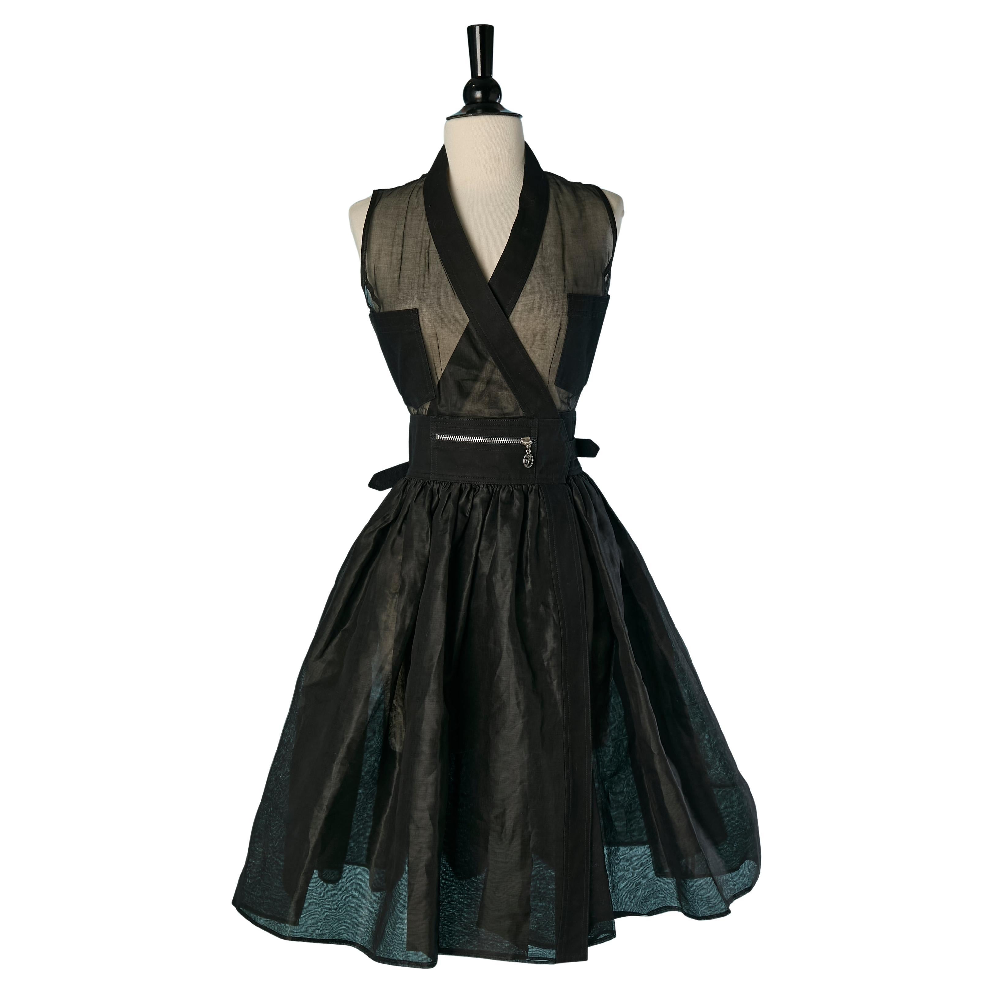 Black cotton and organza wrap dress JC de CASTELBAJAC