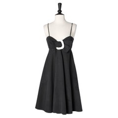 Black cotton baby doll dress with white buckle Thierry  Mugler 