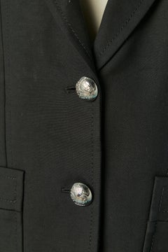 Black cotton blazer with silver metal branded button GUCCI