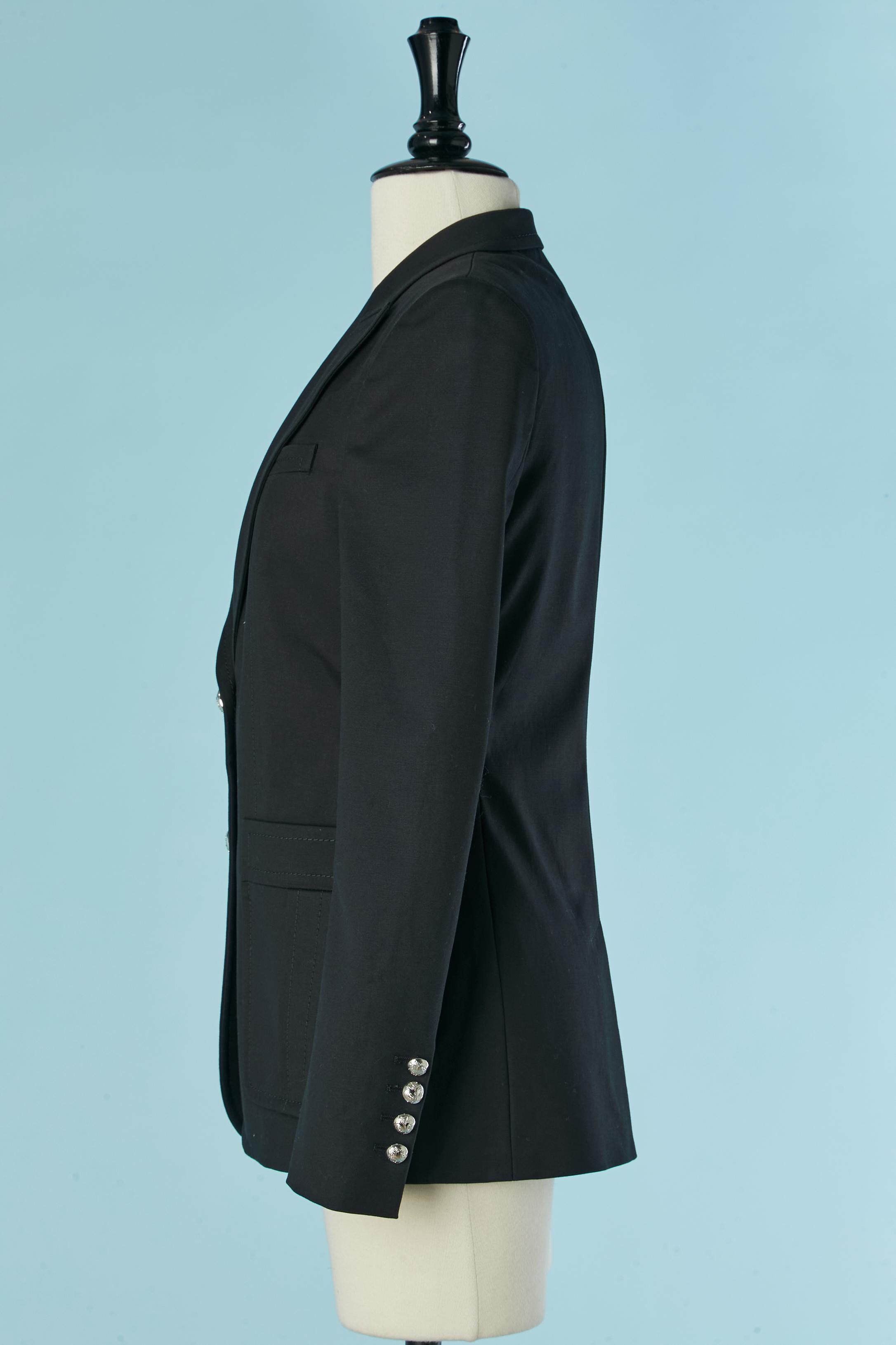 Blazer in cotone nero con bottone in metallo argentato marchiato Gucci in vendita 1