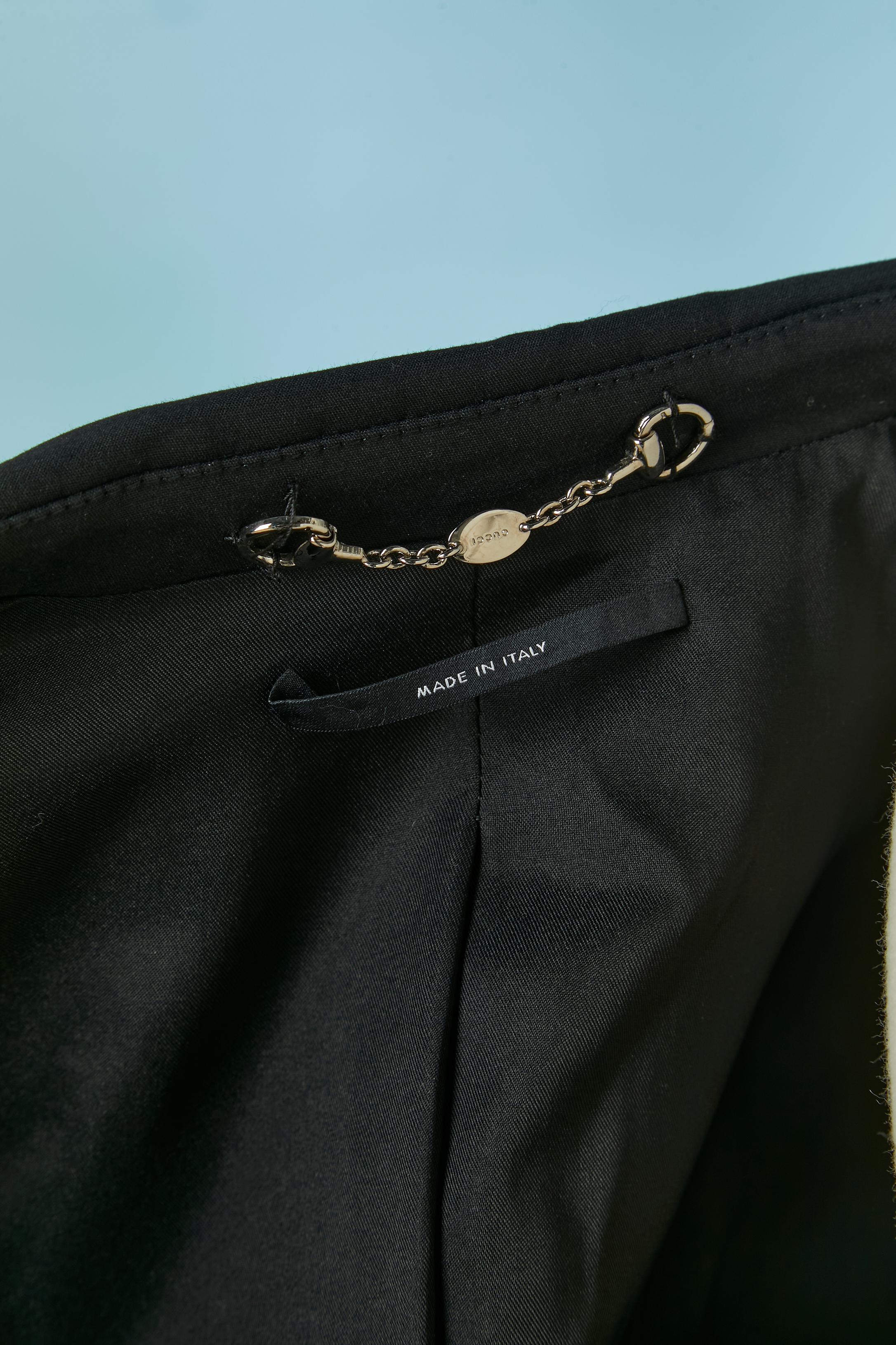 Blazer in cotone nero con bottone in metallo argentato marchiato Gucci in vendita 3