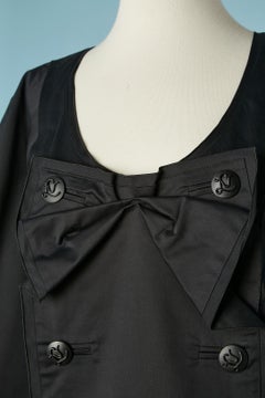 Black cotton double breasted dress with branded button Louis Vuitton