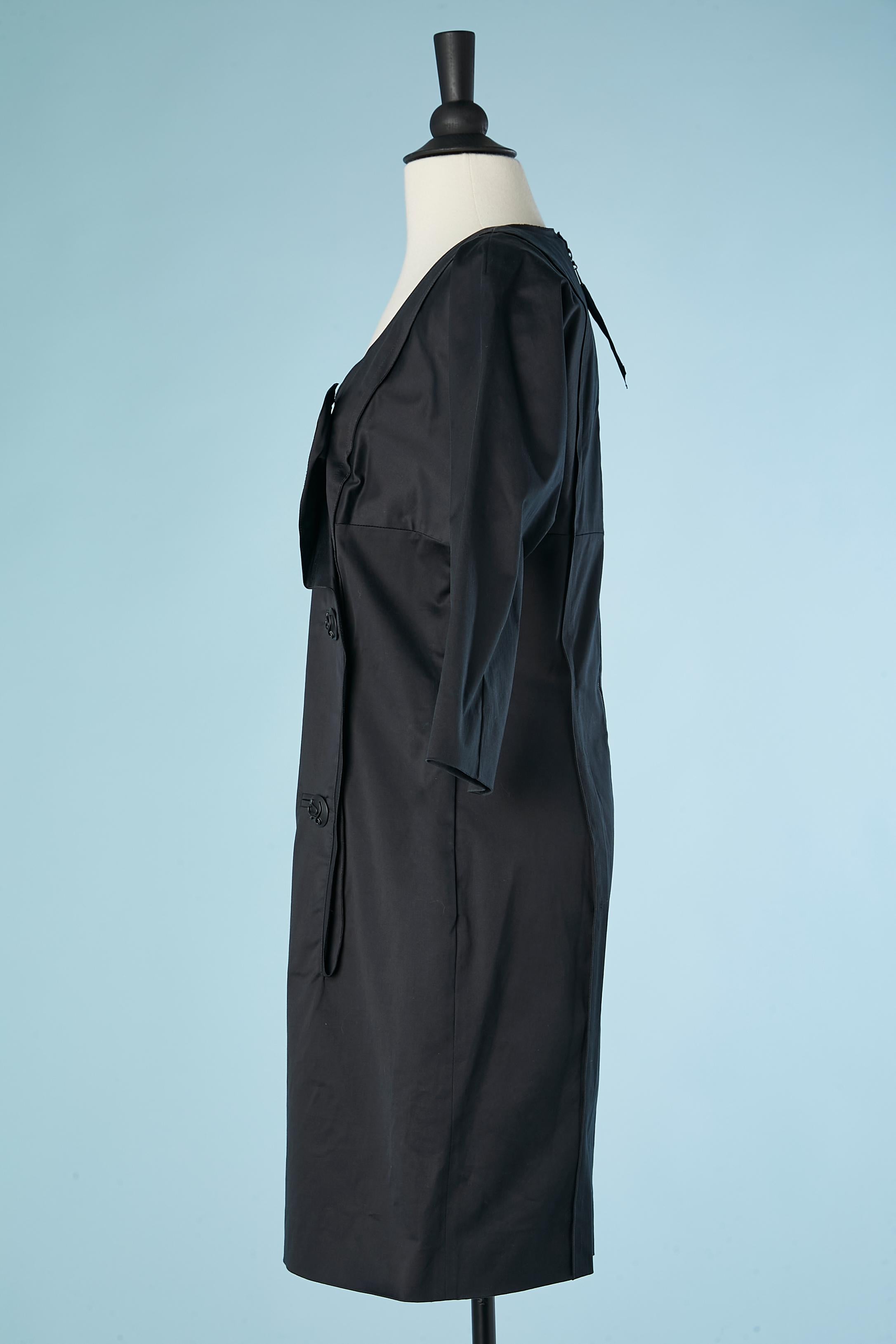 Robe à double boutonnage en coton noir avec bouton de marque Louis Vuitton  Excellent état - En vente à Saint-Ouen-Sur-Seine, FR