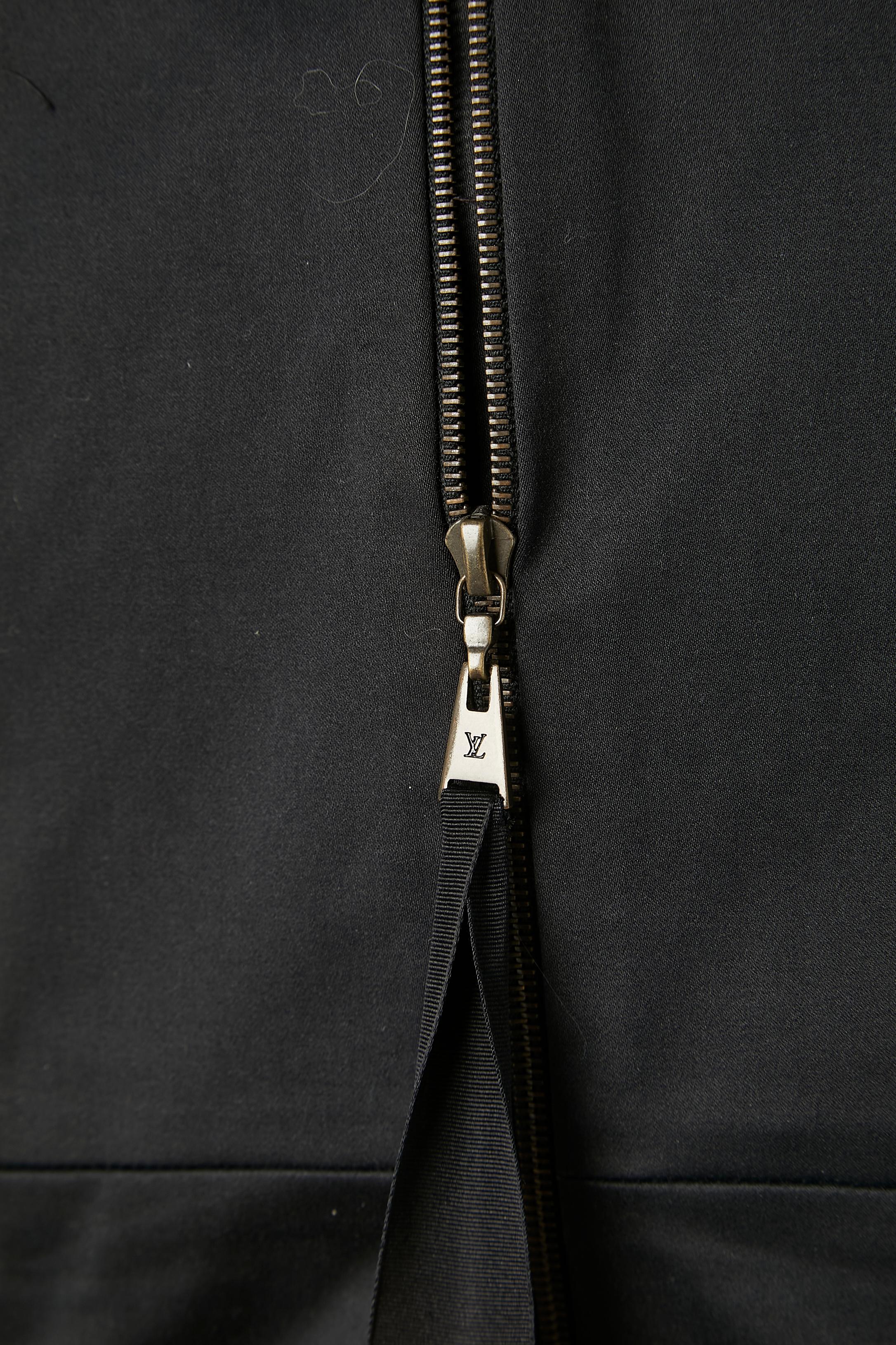 Black cotton double breasted dress with branded button Louis Vuitton For Sale 2