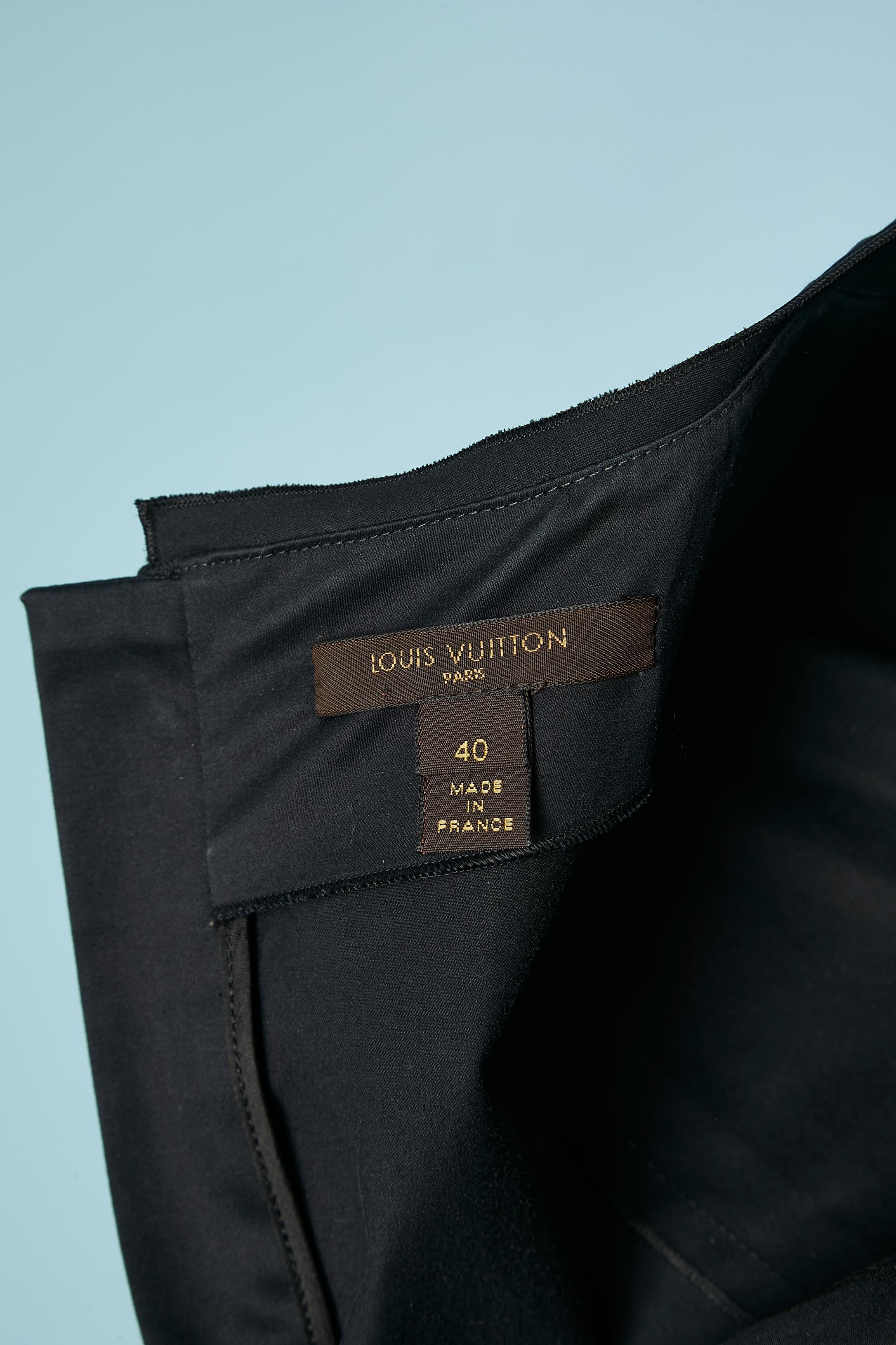 Black cotton double breasted dress with branded button Louis Vuitton For Sale 3