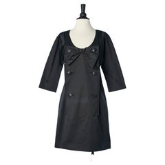Black cotton double breasted dress with branded button Louis Vuitton 