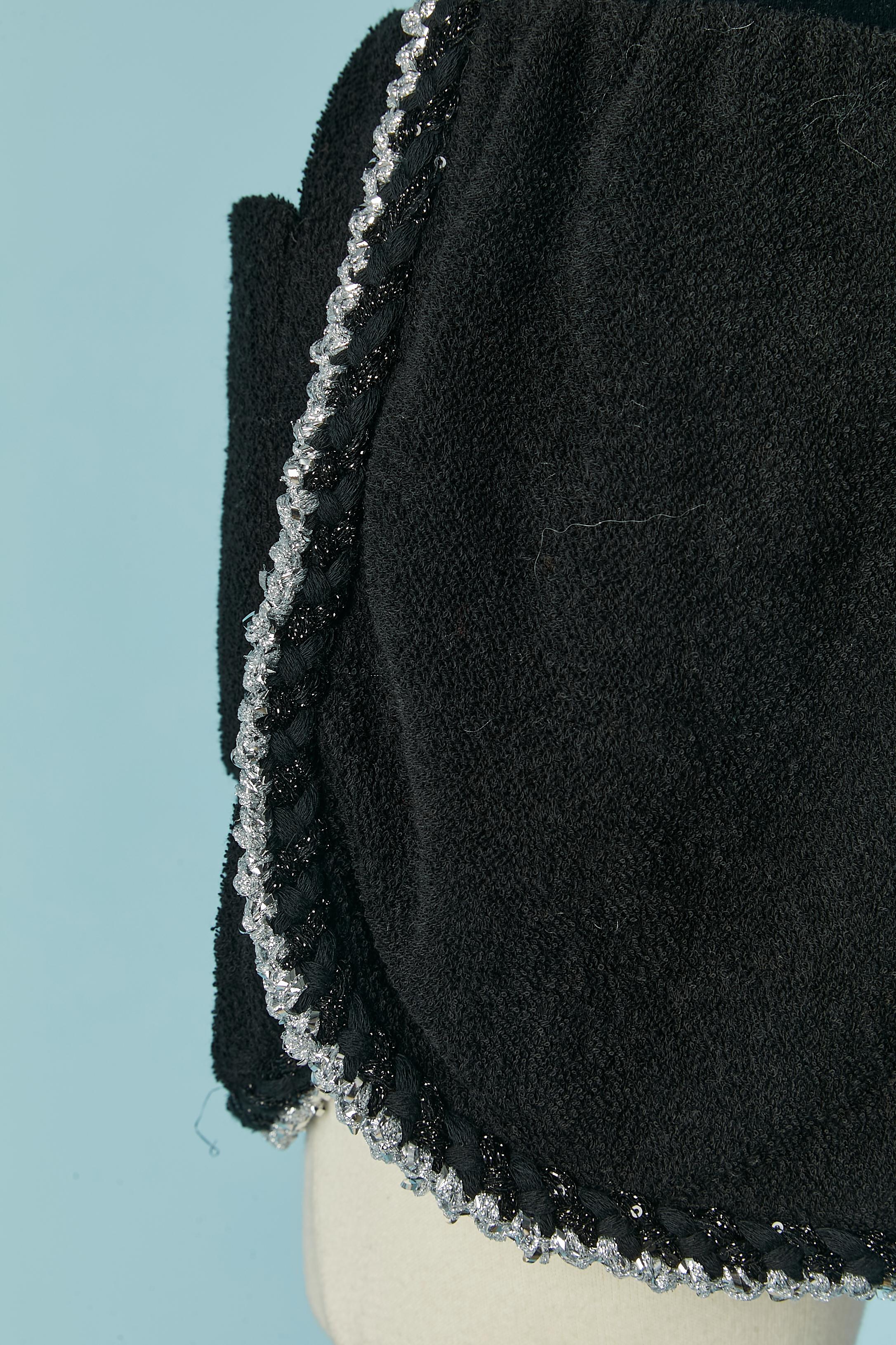 Women's Black cotton eponge short with black and silver lurex braid edge CHANEL