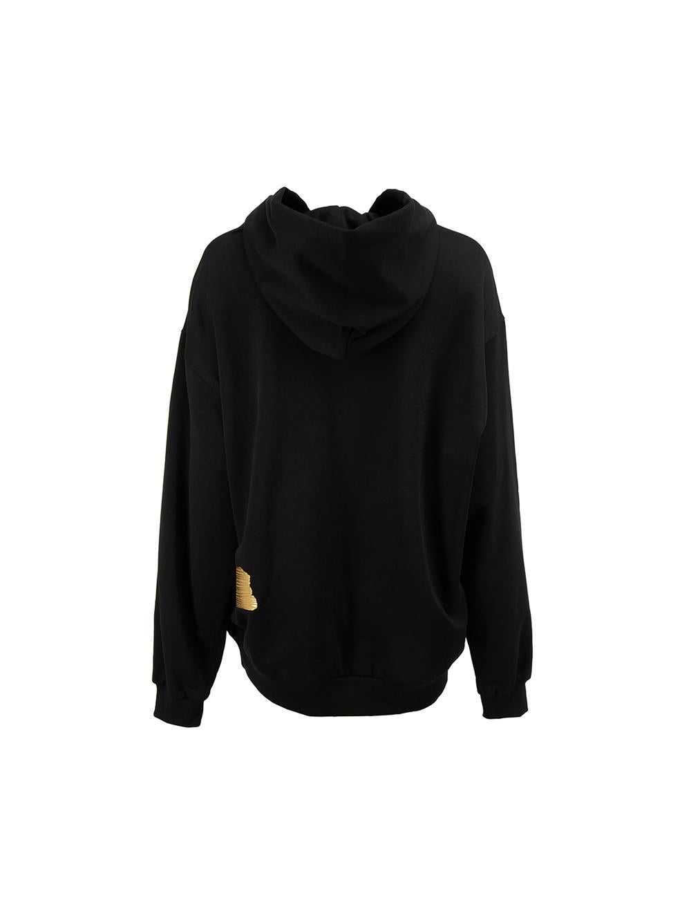 Black Cotton Gold Realtà Parallela Print Hoodie Size XS In New Condition For Sale In London, GB