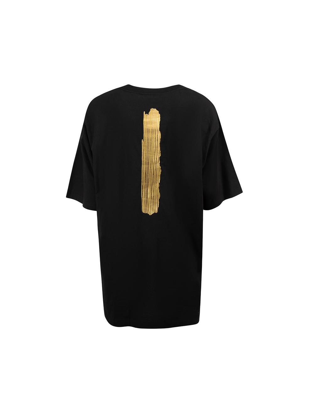 Black Cotton Gold Realtà Parallela Print T-Shirt Size S In New Condition In London, GB